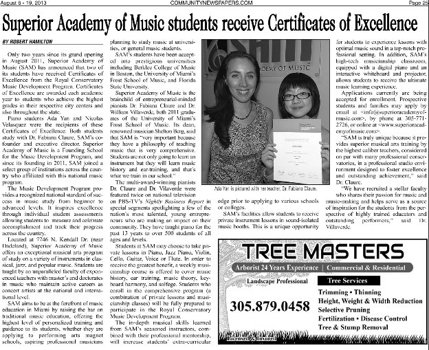 2013 Article in Miami Community Newspapers